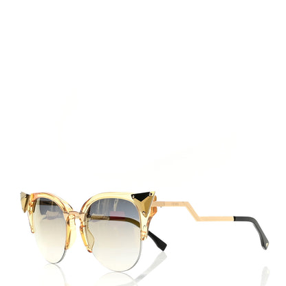 Fendi Metal Iridia Cat Eye Sunglasses FF 0041/S Gold 1 of 8