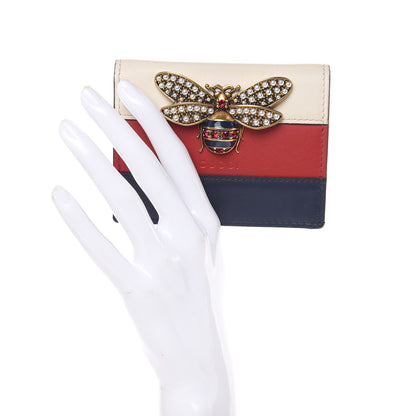 Gucci Calfskin Queen Margaret Card Case Wallet Blue Agata Hibiscus Red Mystic White 2 of 10