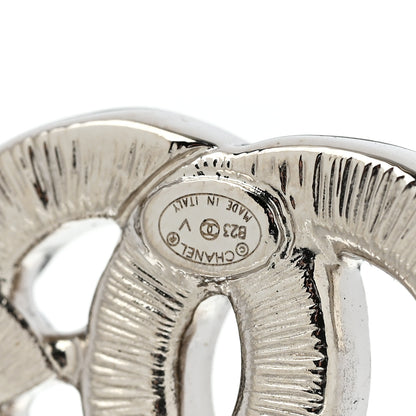 Chanel Baguette Crystal Double CC Earrings Silver 4 of 5