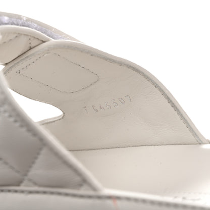 Chanel Lambskin Quilted Velcro Dad Chain CC Slide Sandals 38 White 9 of 14