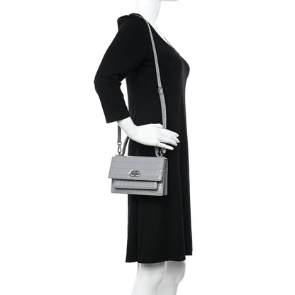 Balenciaga Shiny Calfskin Crocodile Embossed XS Sharp Top Handle Bag Balenciaga Grey 2 of 13