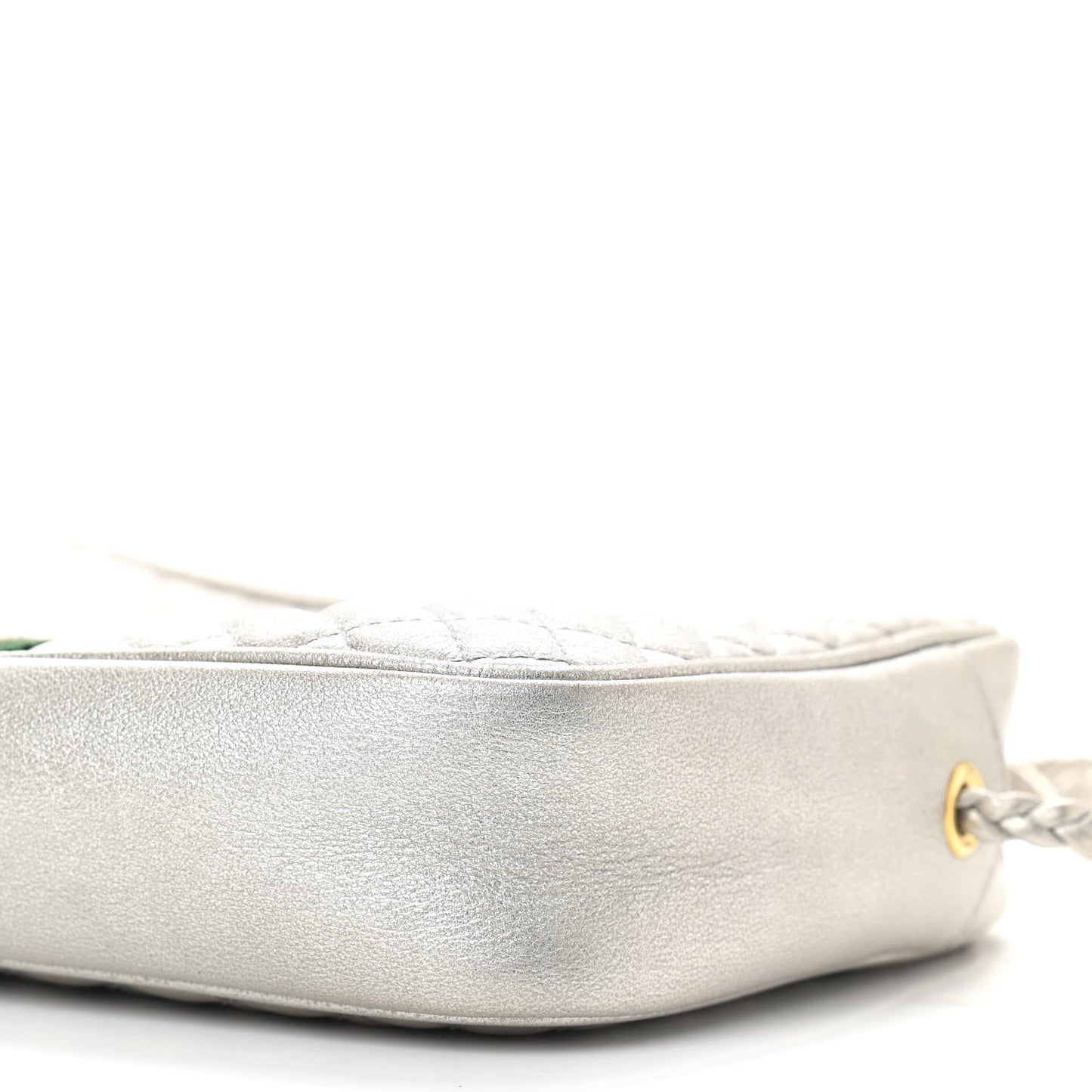 Laminated Nappa Web Trapuntata Small GG Shoulder Bag Argento