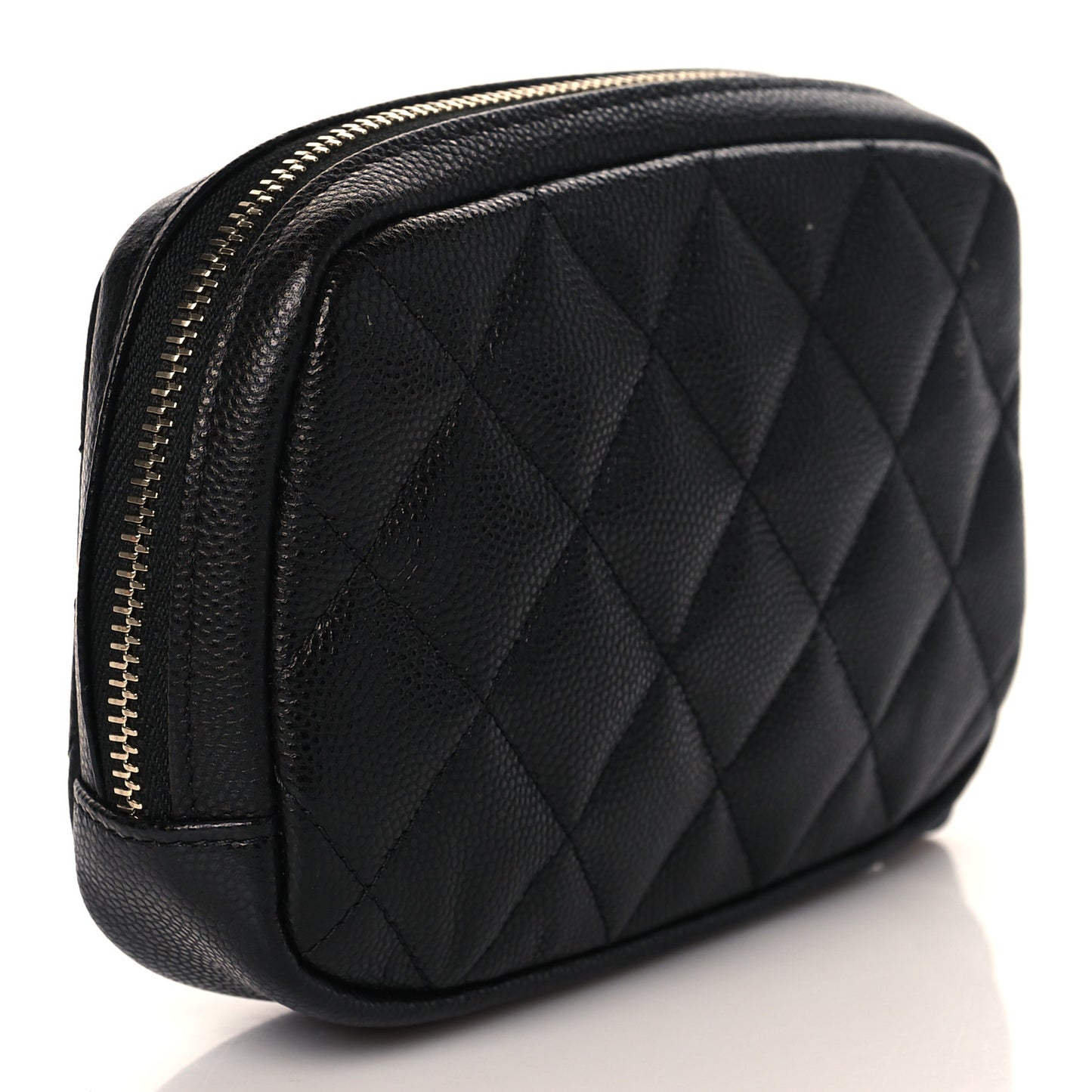 Caviar Quilted Small Curvy Pouch Cosmetic Case Black