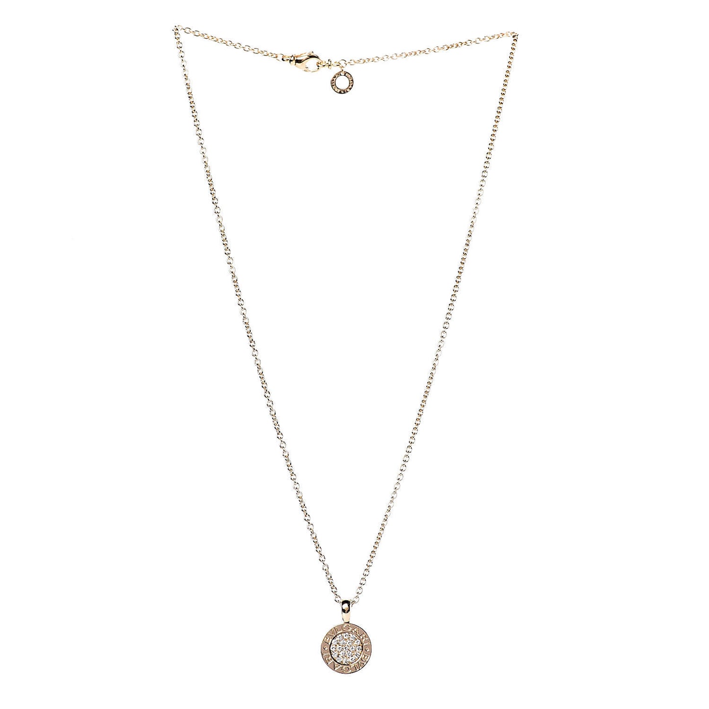 18K Yellow Gold Diamond BVLGARI BVLGARI Pave Pendant Necklace