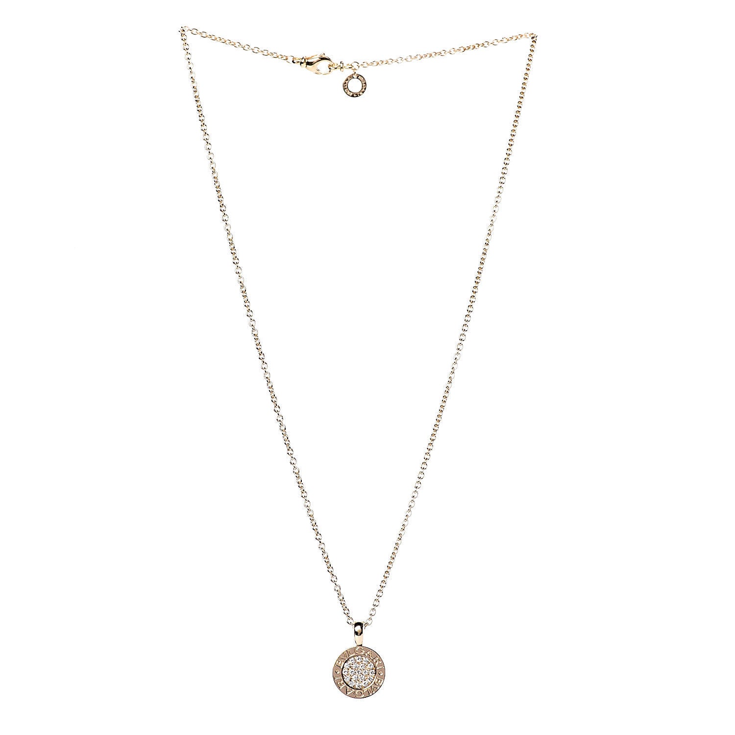 Bulgari 18K Yellow Gold Diamond BVLGARI BVLGARI Pave Pendant Necklace 3 of 5