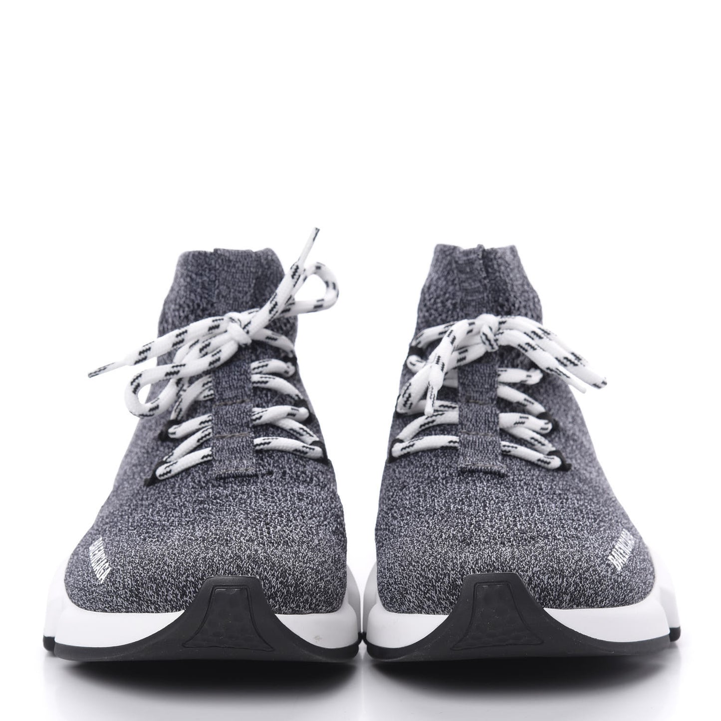Chine Knit Bi-Color Sole Womens Speed Lace Up Sneakers 40 Black White