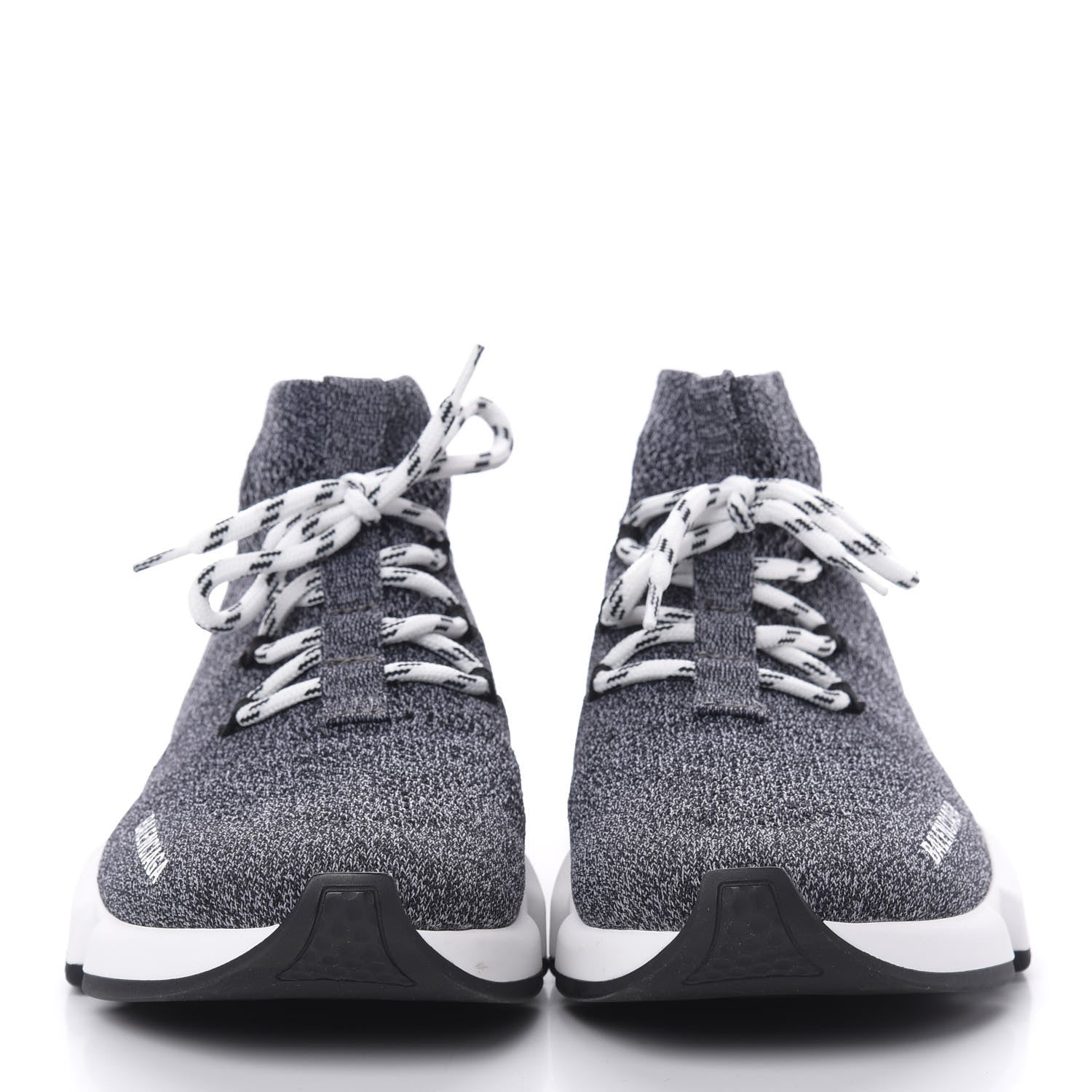 Balenciaga Chine Knit Bi-Color Sole Womens Speed Lace Up Sneakers 40 Black White 2 of 8