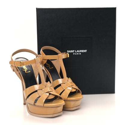 Saint Laurent Patent Tribute 105 Platform Sandals 36 Nude Powder 10 of 10