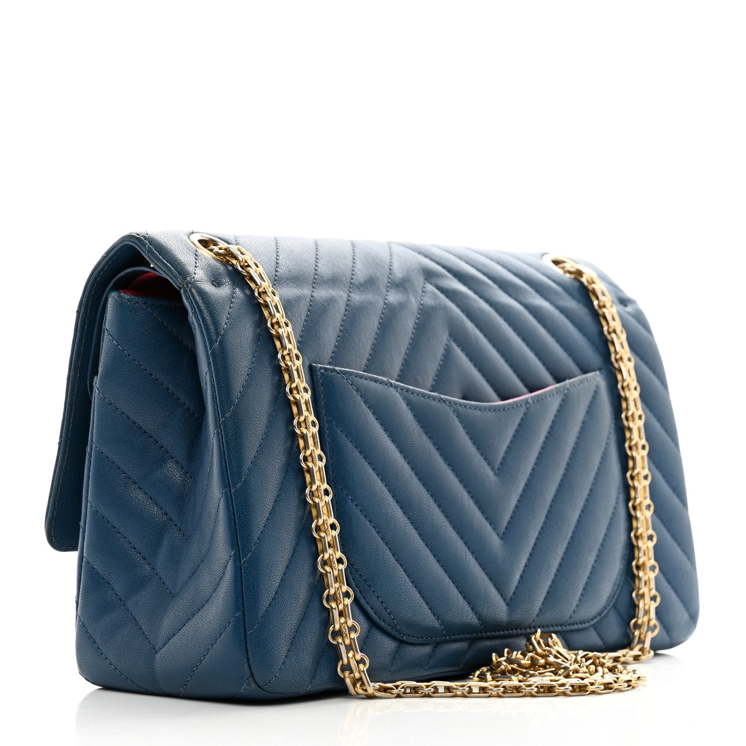 Chanel Sheepskin Chevron Quilted 2.55 Reissue 226 Flap Navy Blue 3 of 13