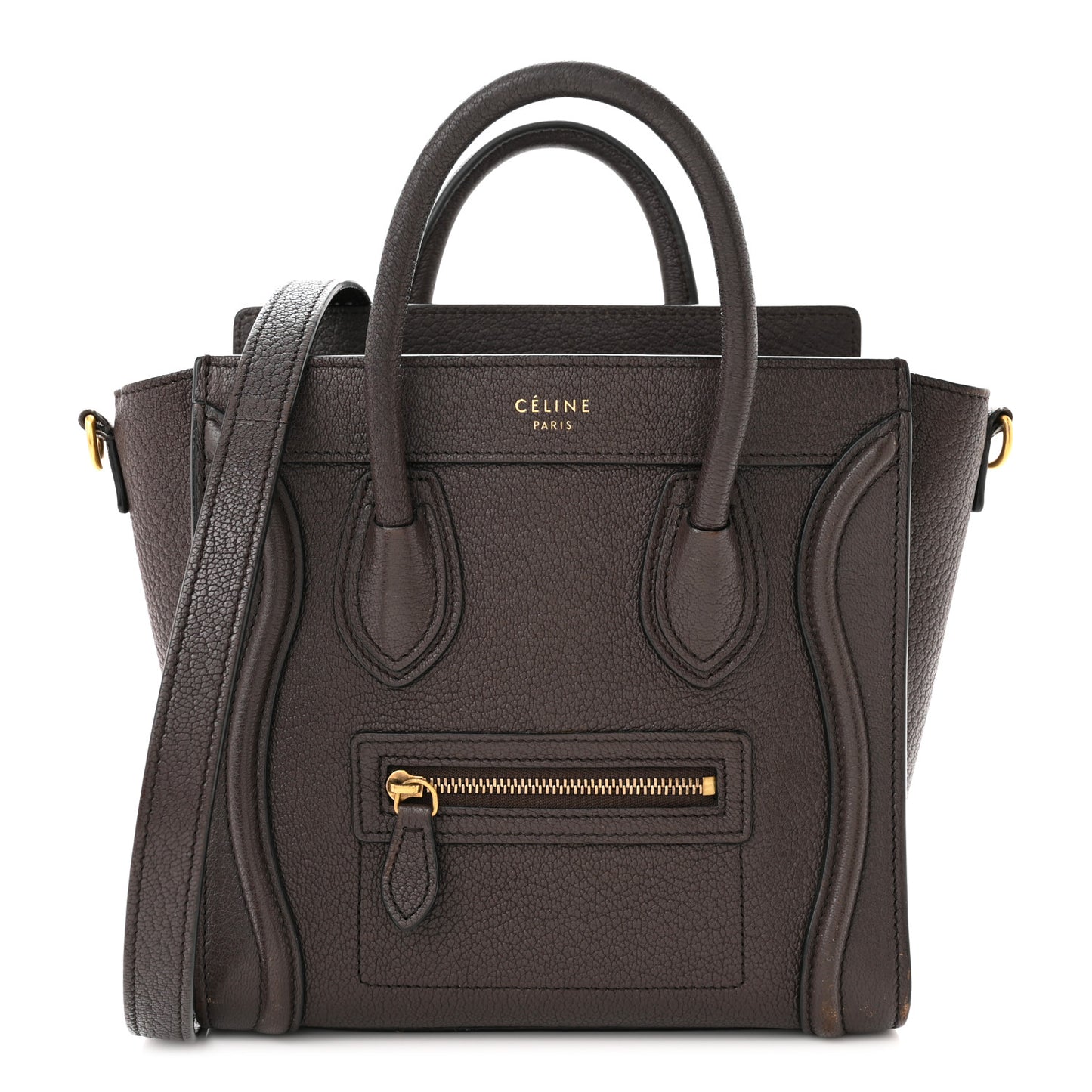 Drummed Calfskin Nano Luggage Brown
