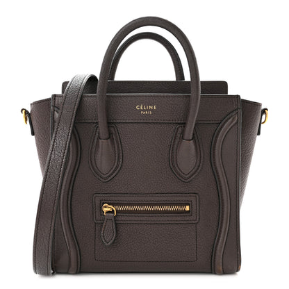 Celine Drummed Calfskin Nano Luggage Brown 1 of 13