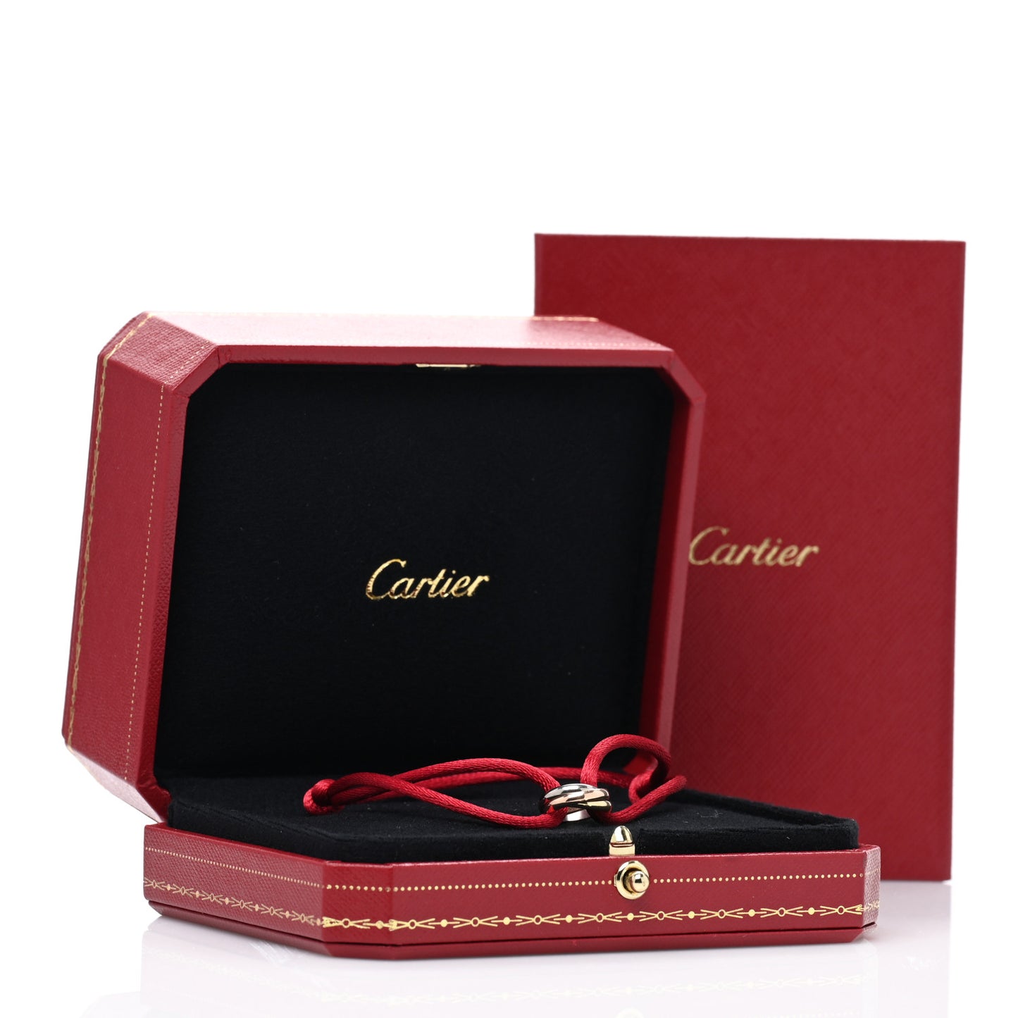 18K Pink Yellow White Gold Trinity Cord Bracelet Red