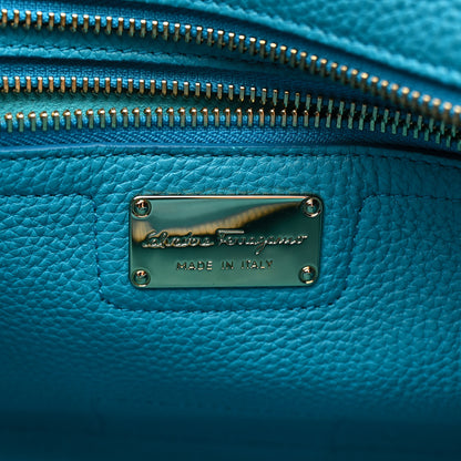Salvatore Ferragamo Hammered Calfskin Double Handle Small Amy Tote Turquoise 6 of 18