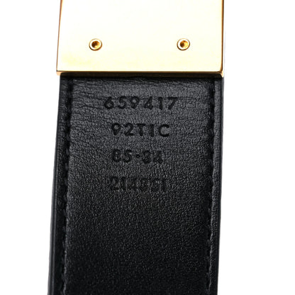 Gucci GG Supreme Monogram Plutone Calfskin Double G Reversible 30mm Belt 85 34 Beige Ebony Black 3 of 5