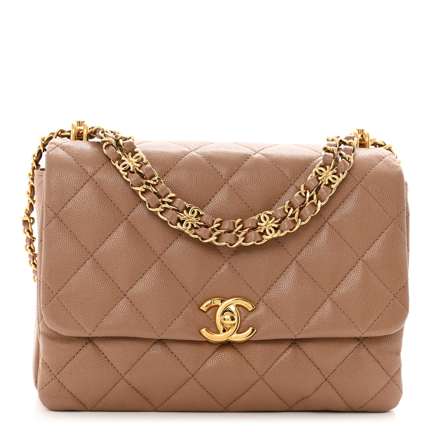 Caviar Quilted Coco First Flap Beige