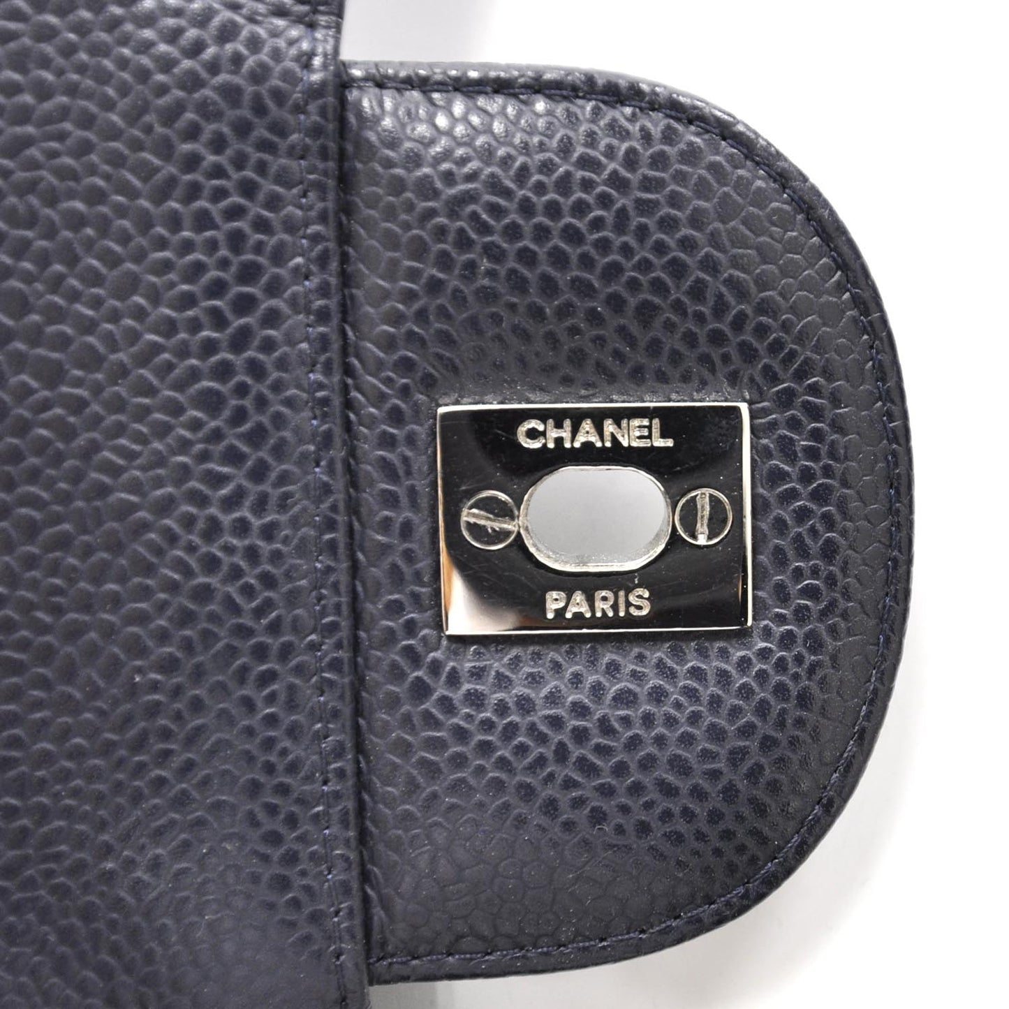 Caviar Jumbo Single Flap Navy Blue