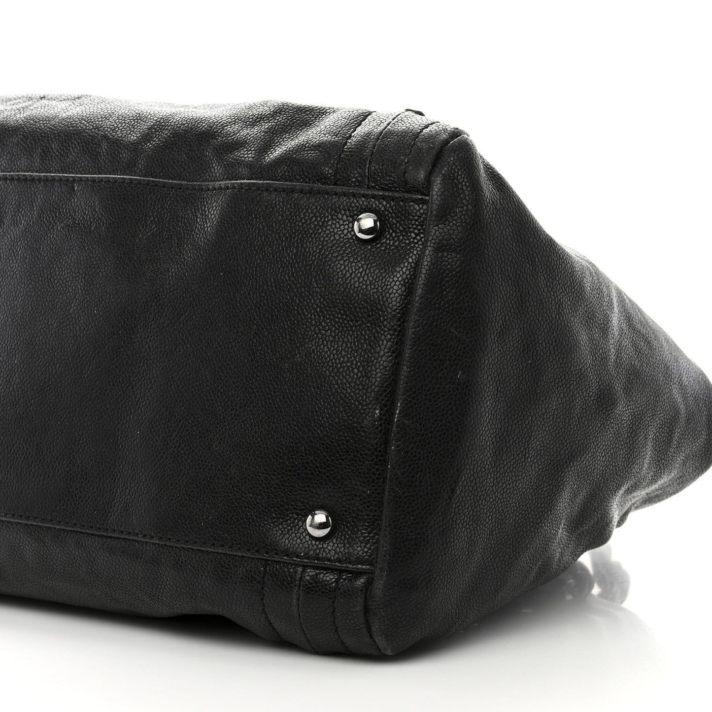Glazed Calfskin East West Modern Chain Tote Black