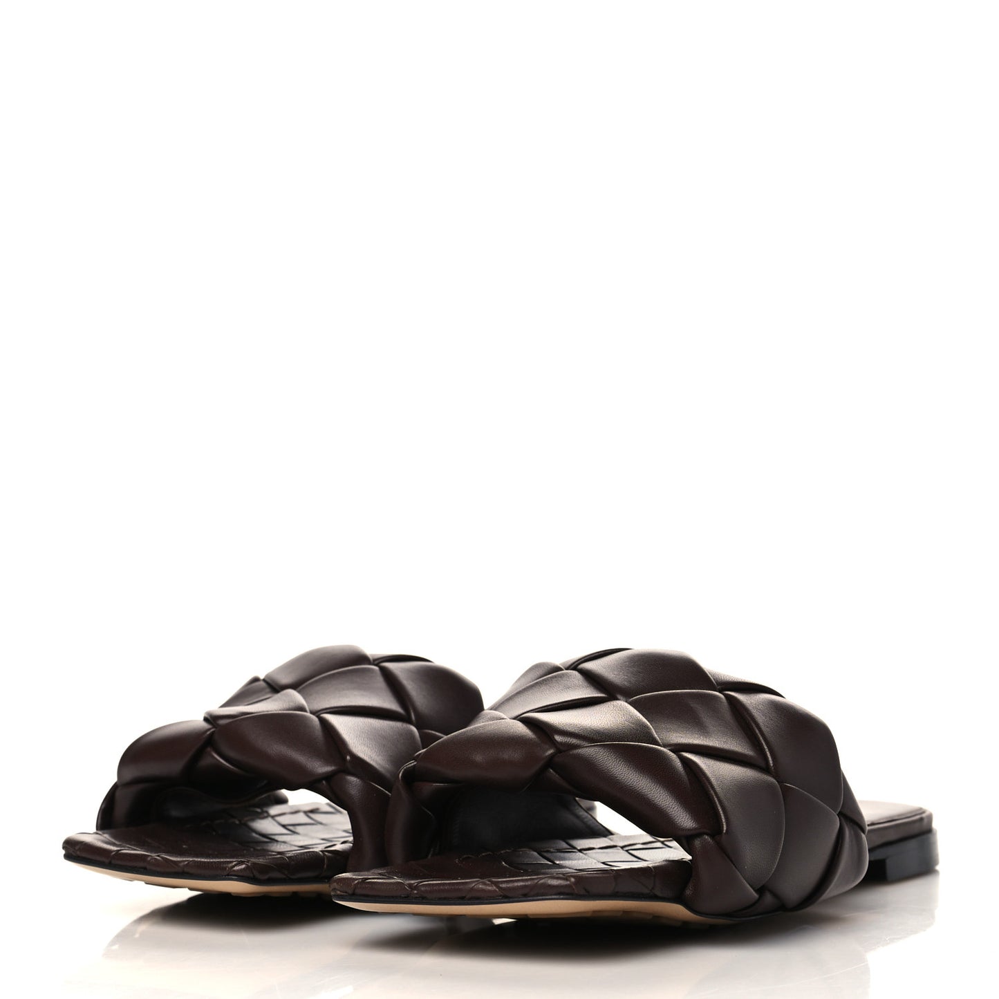 Nappa Maxi Intrecciato Lido Flat Sandals 36.5 Slipper Chocolate