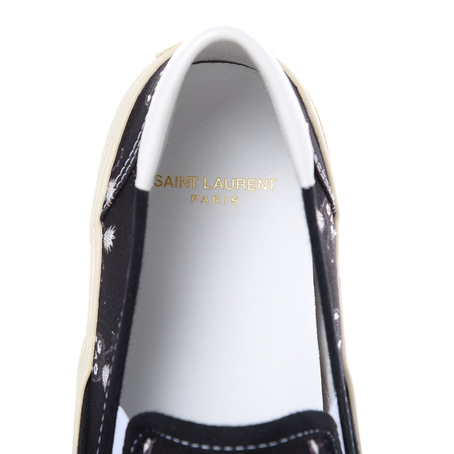Saint Laurent Canvas Solaris Pinaskullada Skate Slip On Sneakers 38 Black White 6 of 10