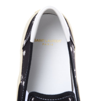Saint Laurent Canvas Solaris Pinaskullada Skate Slip On Sneakers 38 Black White 6 of 10