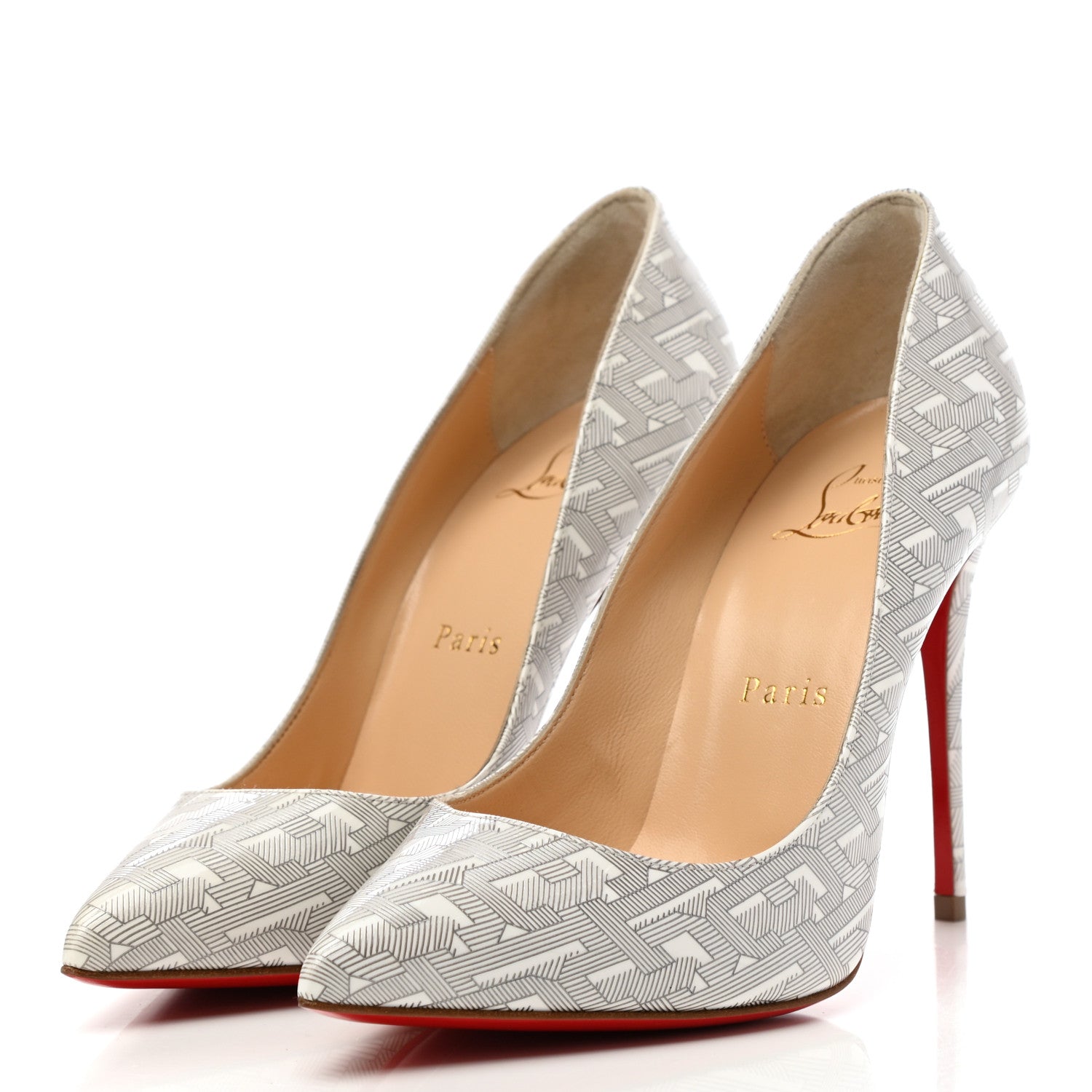 Christian Louboutin Patent Pigalle Follies 100 Pumps 35.5 White Silver 3 of 7