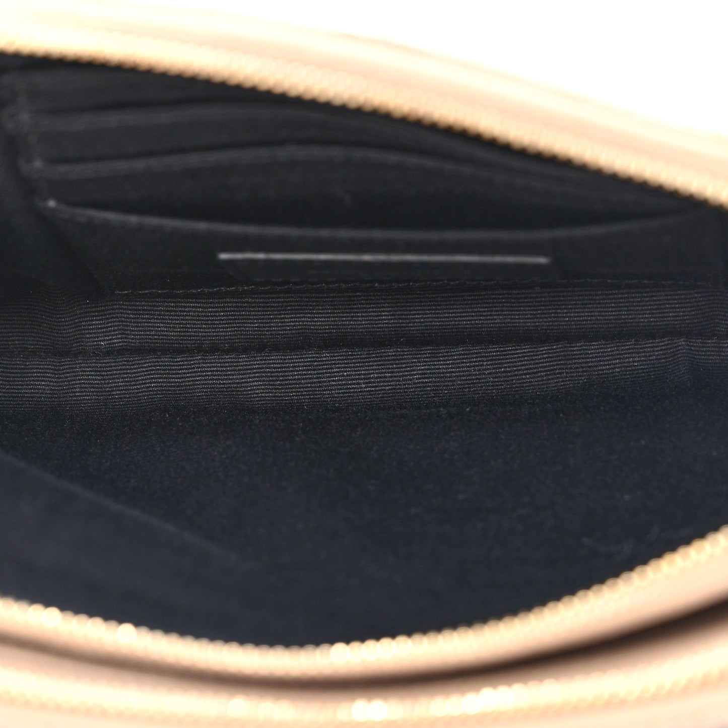 SAINT LAURENT Grained Lambskin Quilted Mini Becky Double Zip Bag Natural Tan