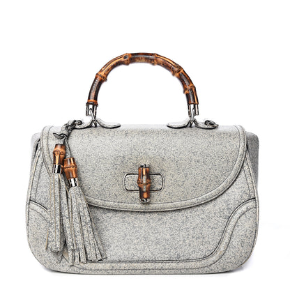 Gucci Calfskin Large New Bamboo Top Handle Bag Light Grey 1 of 10