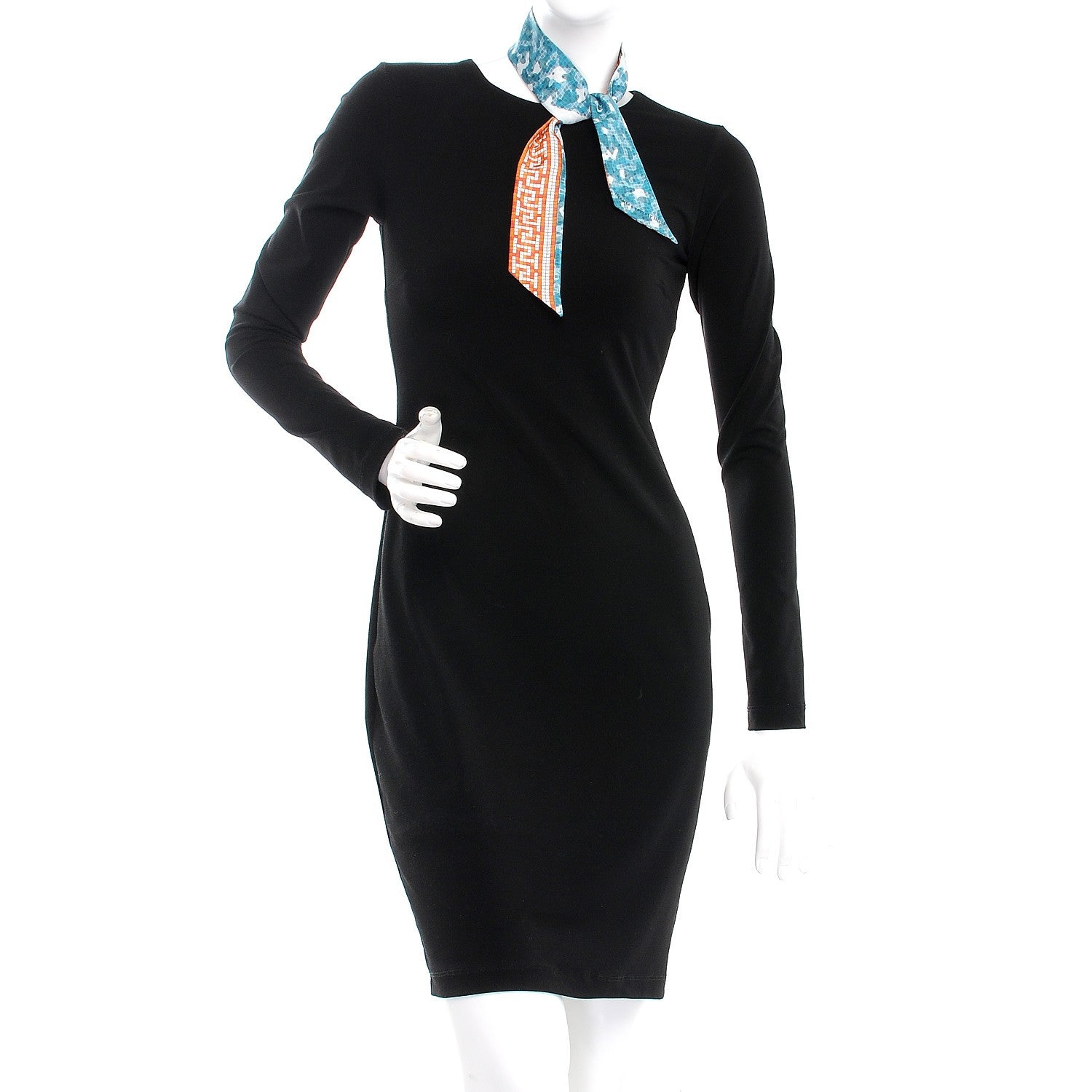 Hermes Silk A Beverly Hills Twilly Orange Bleu Blanc 2 of 5