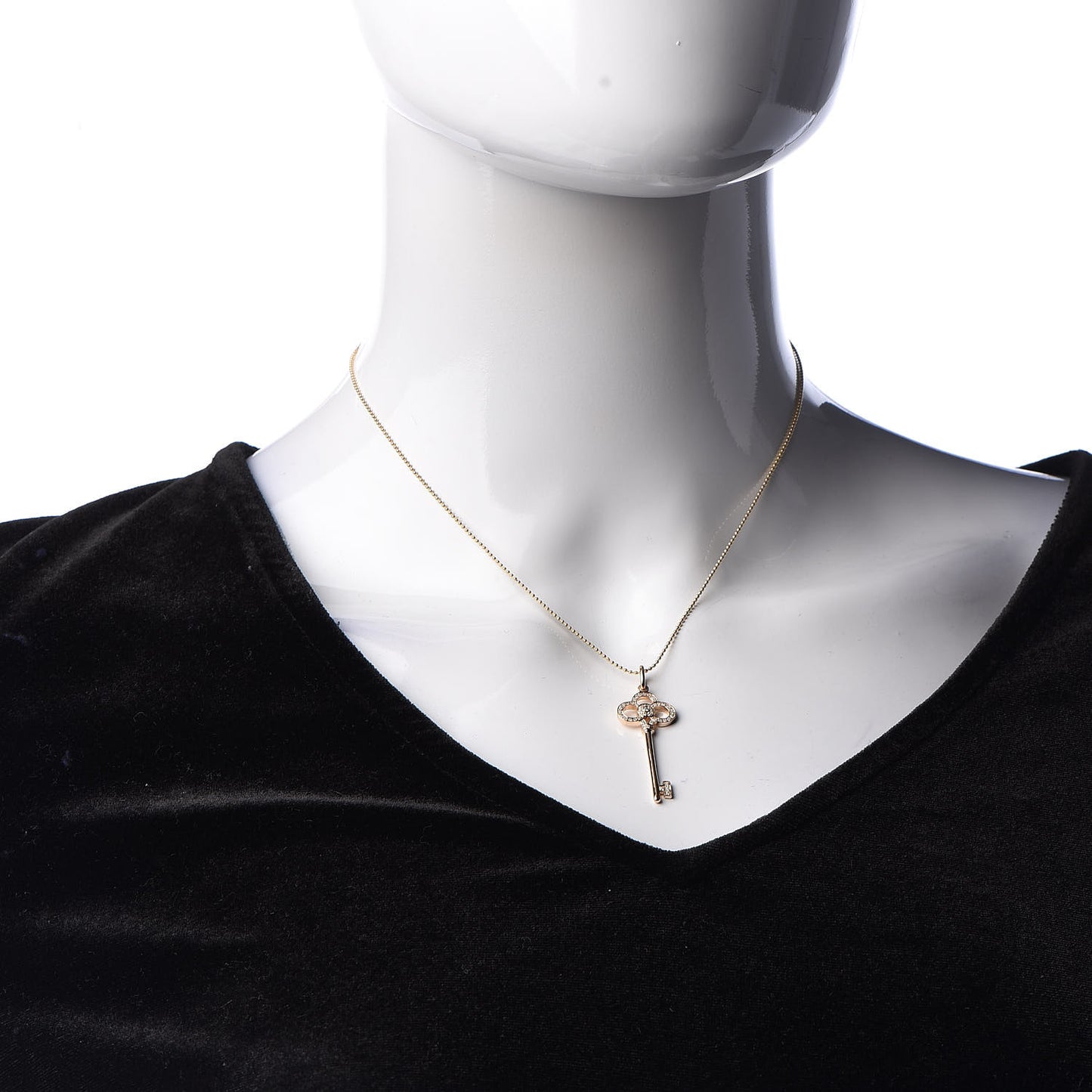 18K Rose Gold Diamond Crown Key Pendant Necklace