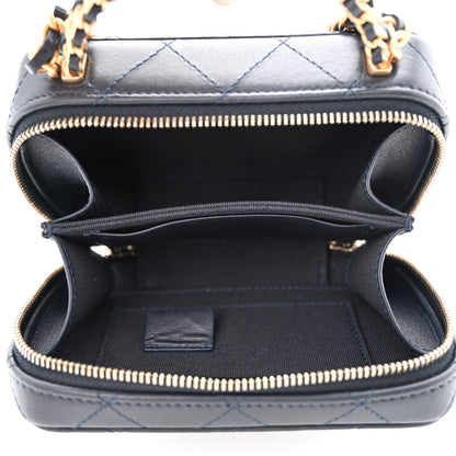 Chanel Lambskin Quilted Chain Top Handle Vanity Case Blue 5 of 11