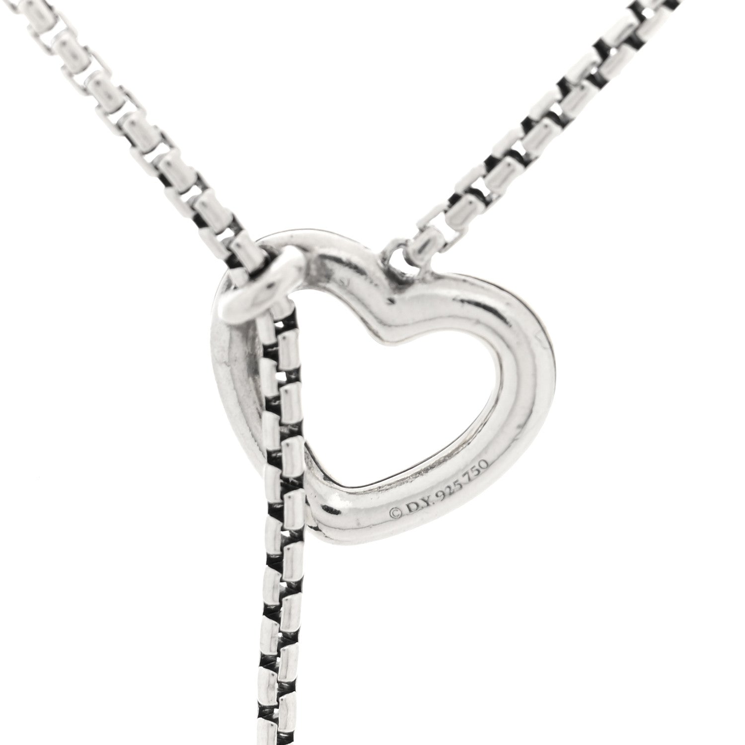 David Yurman Sterling Silver 18K Yellow Gold Diamond Cable Heart Lariat Necklace 4 of 5