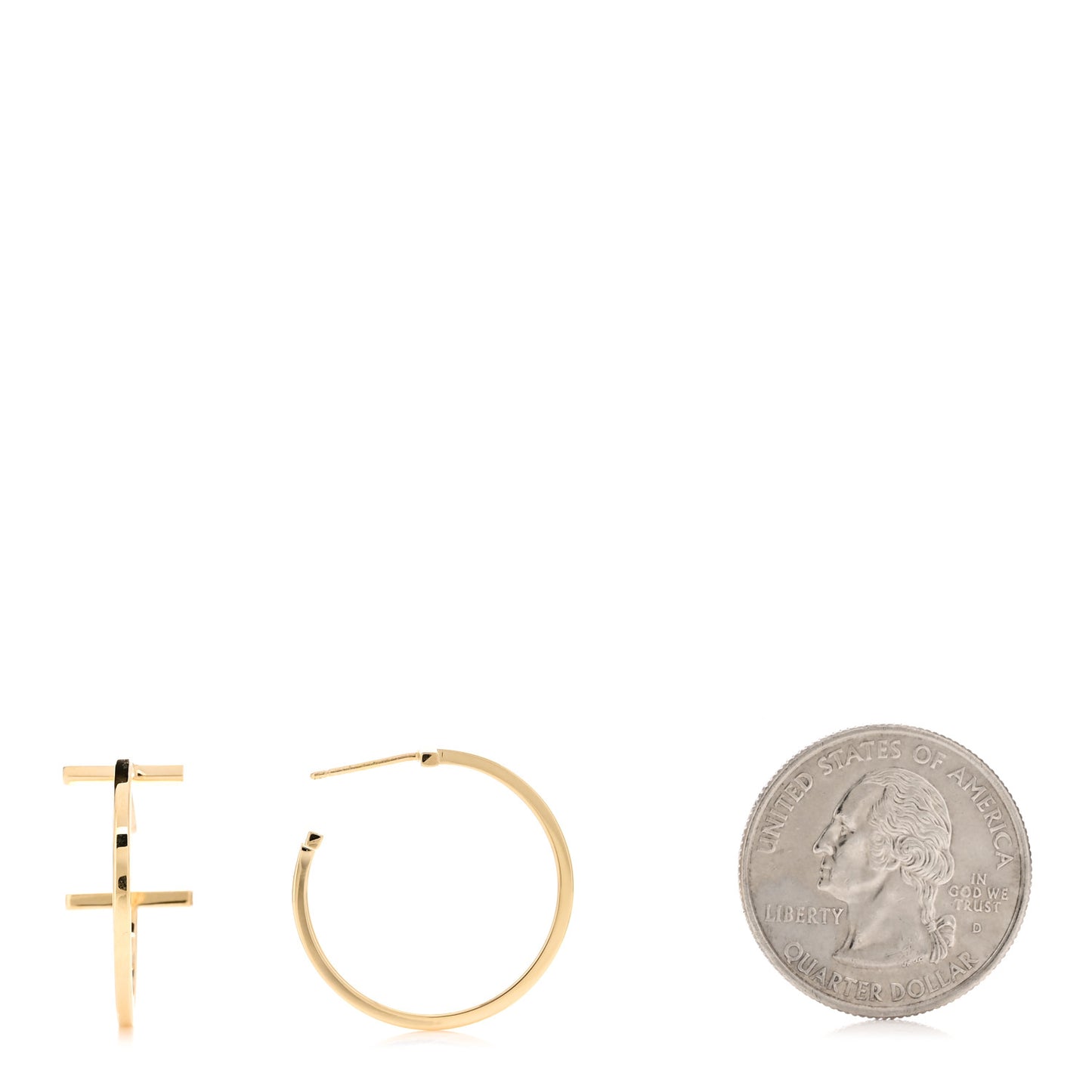 18K Yellow Gold Medium T Wire Hoop Earrings