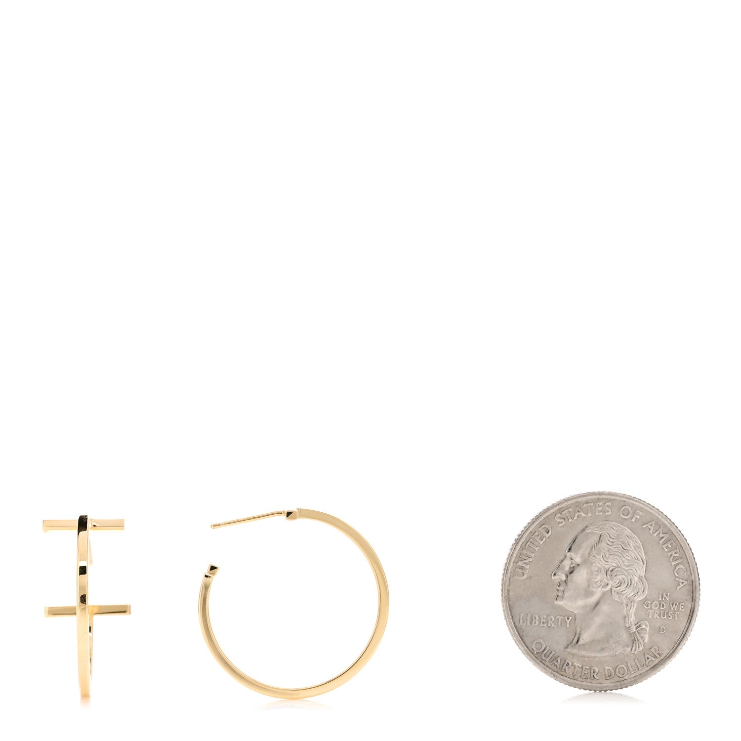 Tiffany 18K Yellow Gold Medium T Wire Hoop Earrings 2 of 5