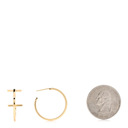 Tiffany 18K Yellow Gold Medium T Wire Hoop Earrings 2 of 5