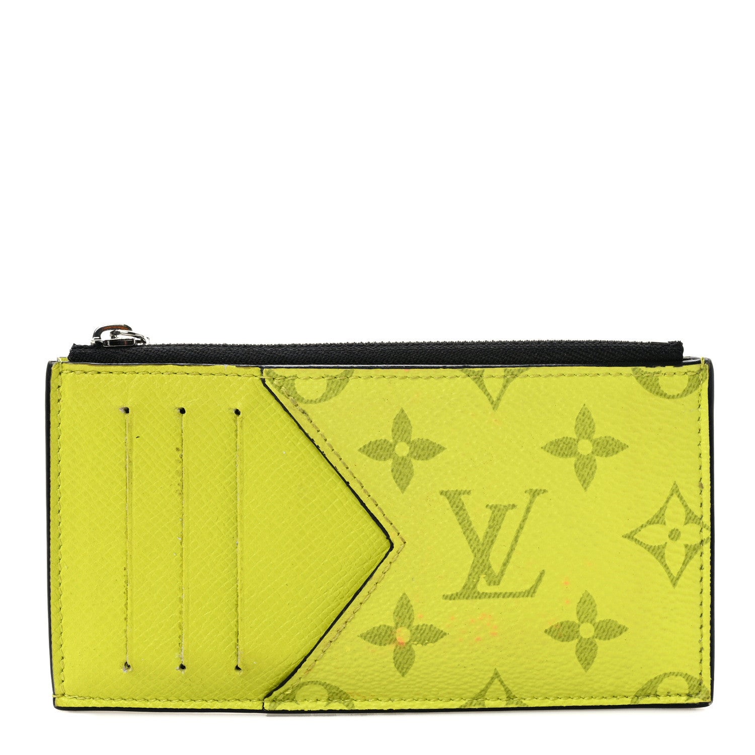 Louis Vuitton LOUIS VUITTON Monogram Taiga Coin Card Holder Yellow 1 of 7