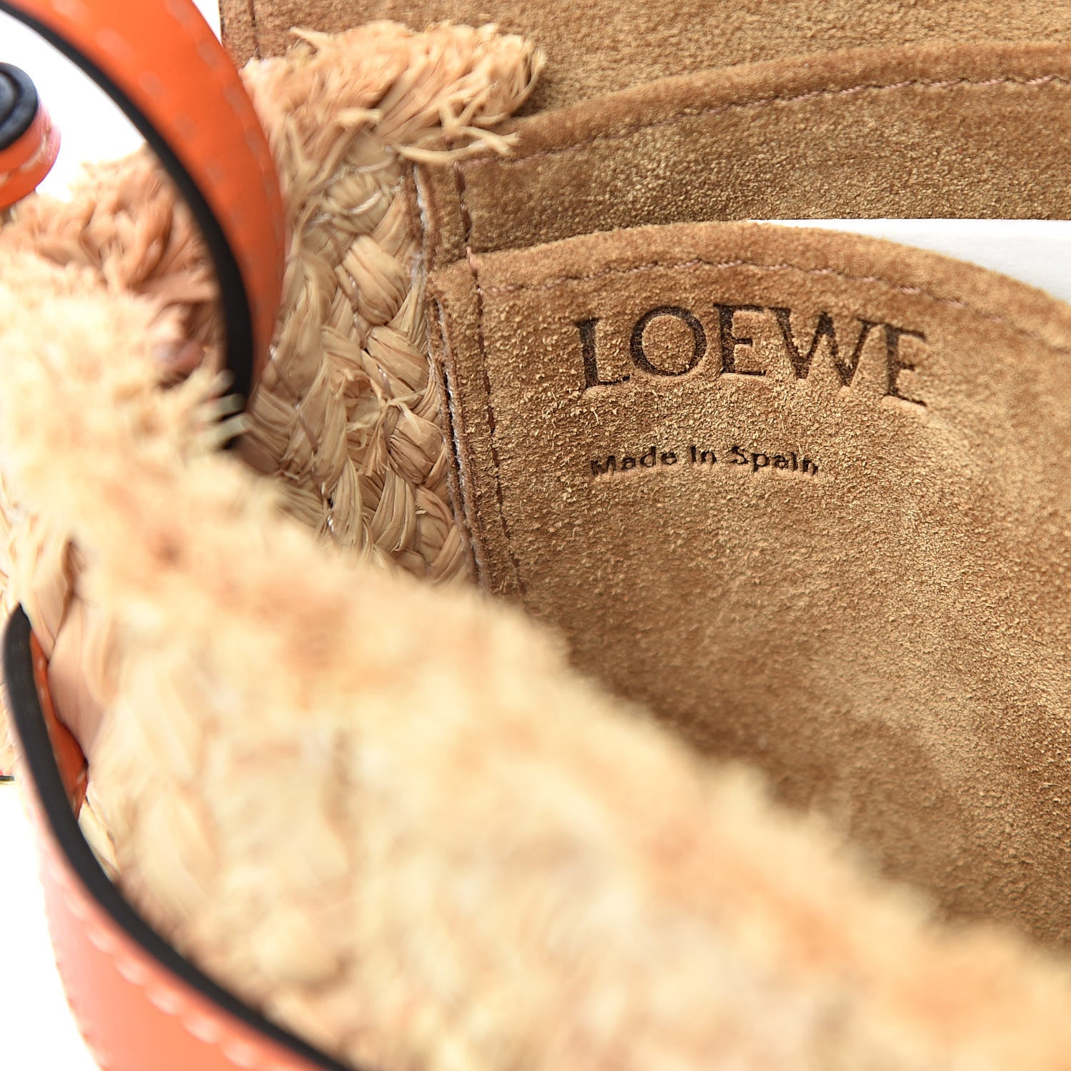 Loewe Calfskin Raffia Mini Gate Crossbody Bag Light Natural Orange 6 of 9