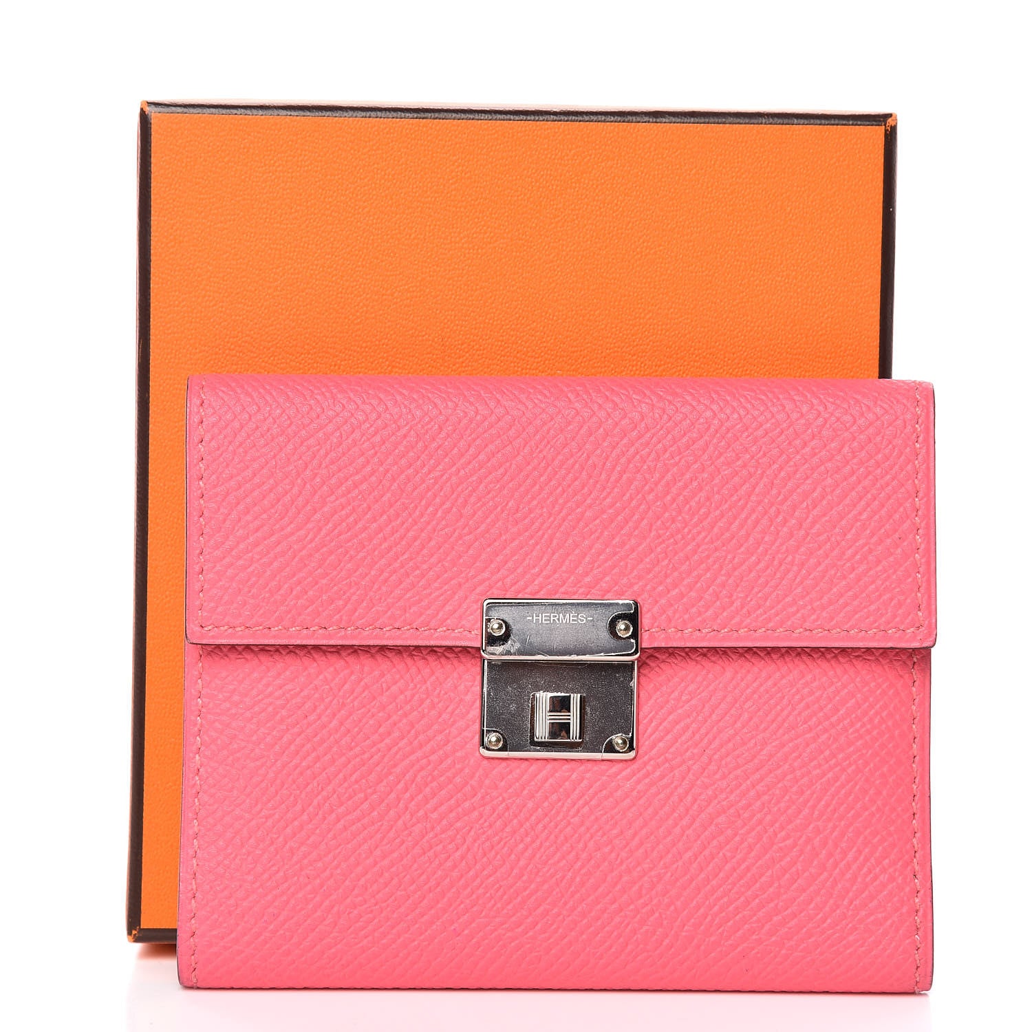 Hermes Epsom Clic Mini Card Holder Rose Azalee 9 of 9