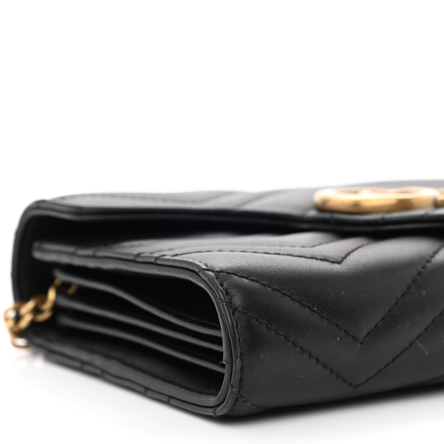 Calfskin Matelasse GG Marmont Chain Wallet Black
