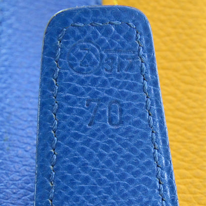 Hermes Courchevel Reversible Thin H Belt 70 Bleu France and Jaune 4 of 5
