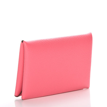 Hermes Epsom Calvi Card Case Rose Azalee 3 of 9