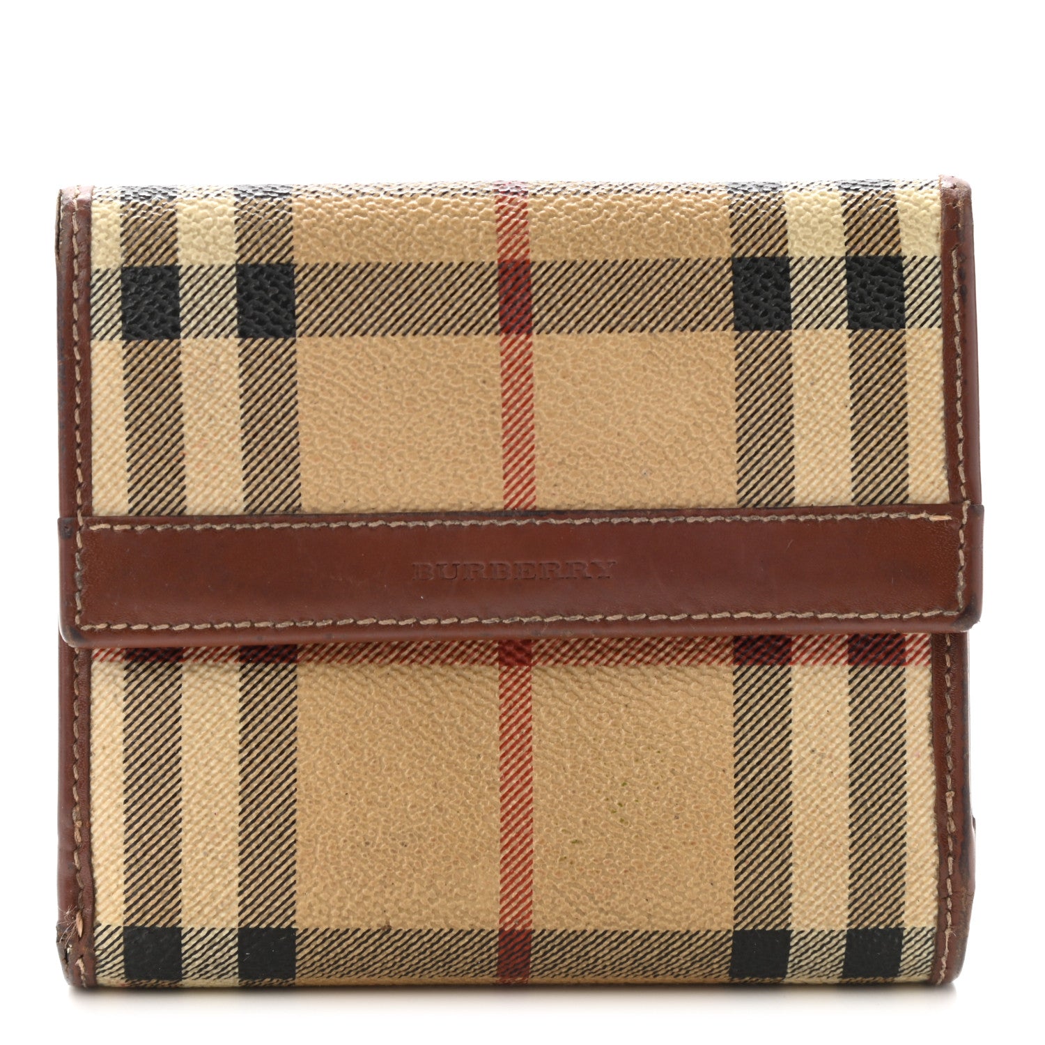 Burberry Haymarket Check Compact Wallet Brown 1 of 17