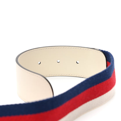 Gucci Nylon Calfskin Sylvie Web Double G 40mm Belt 85 34 Mystic White Hibiscus Red Maritime 4 of 5