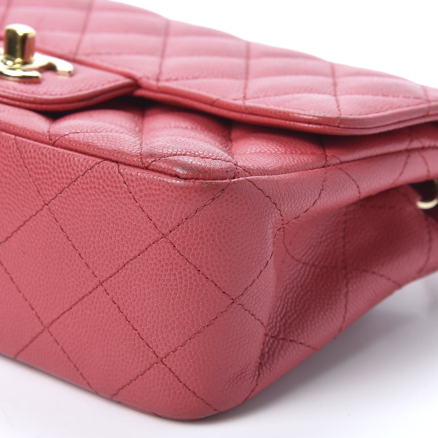 Caviar Quilted Mini Rectangular Flap Red