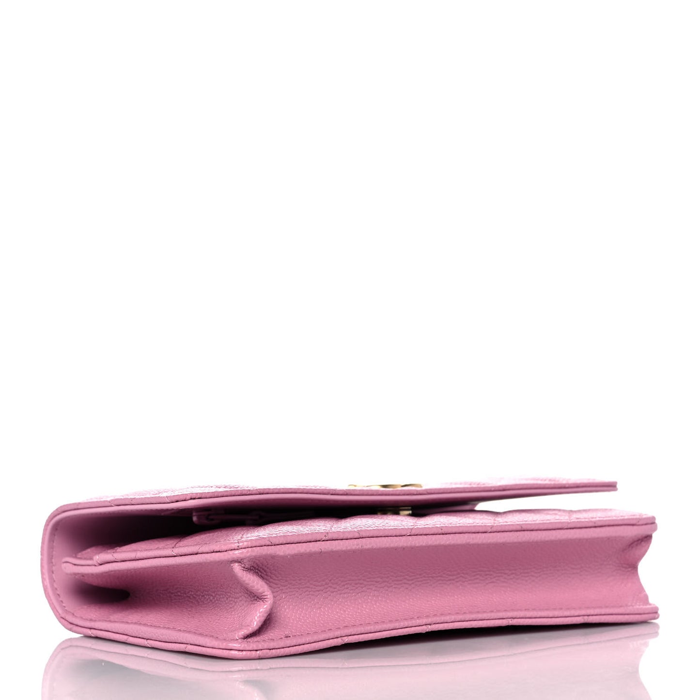 Shiny Caviar Quilted Pick Me Up Wallet On Chain WOC Pink