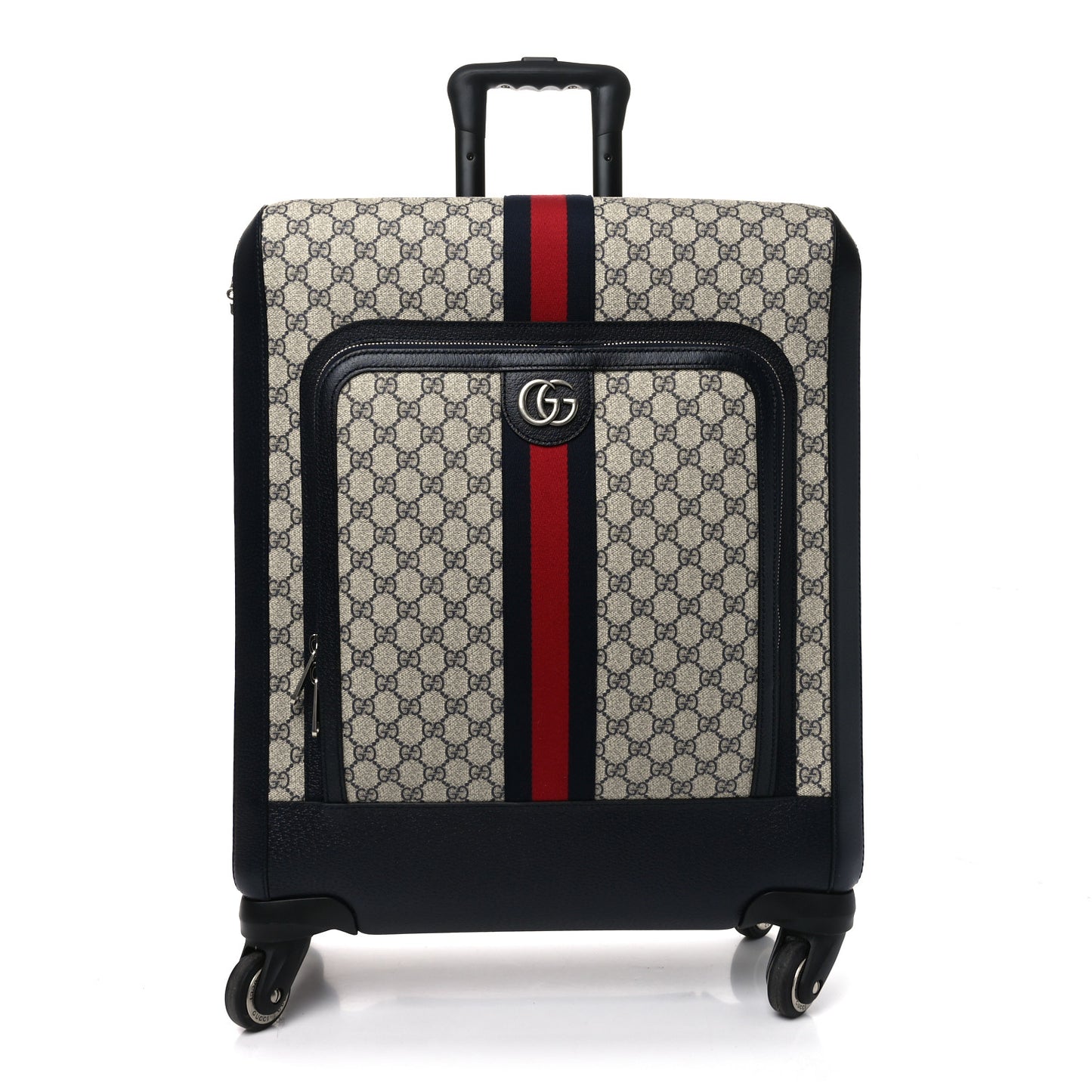 GG Supreme Monogram Textured Dollar Calfskin Web Savoy Cabin Plus Trolley Beige Blue