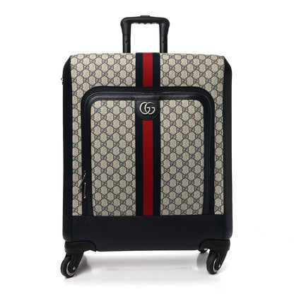 Gucci GG Supreme Monogram Textured Dollar Calfskin Web Savoy Cabin Plus Trolley Beige Blue 1 of 9