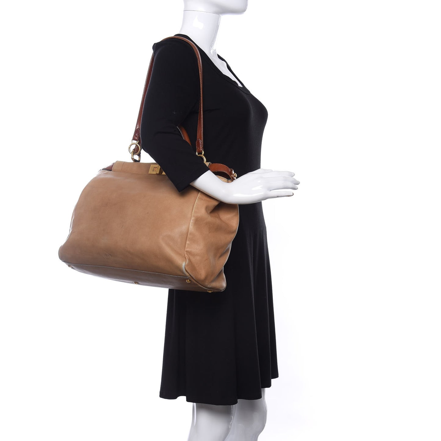 Vitello Saddle Denim Large Peekaboo Iconic Satchel Brown