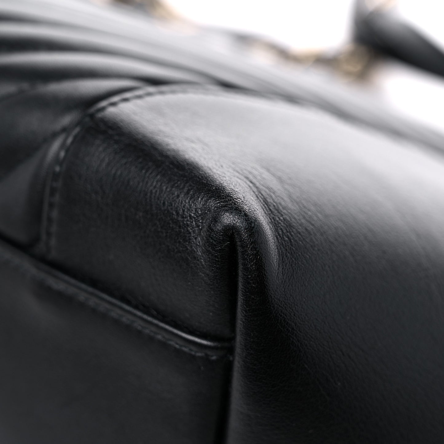 Calfskin Quilted Large Daily Shopping Bag Black