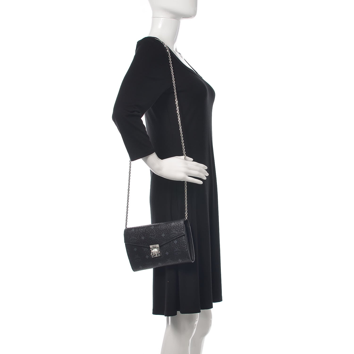 MCM Visetos Patricia Continental Crossbody Wallet Black 2 of 10
