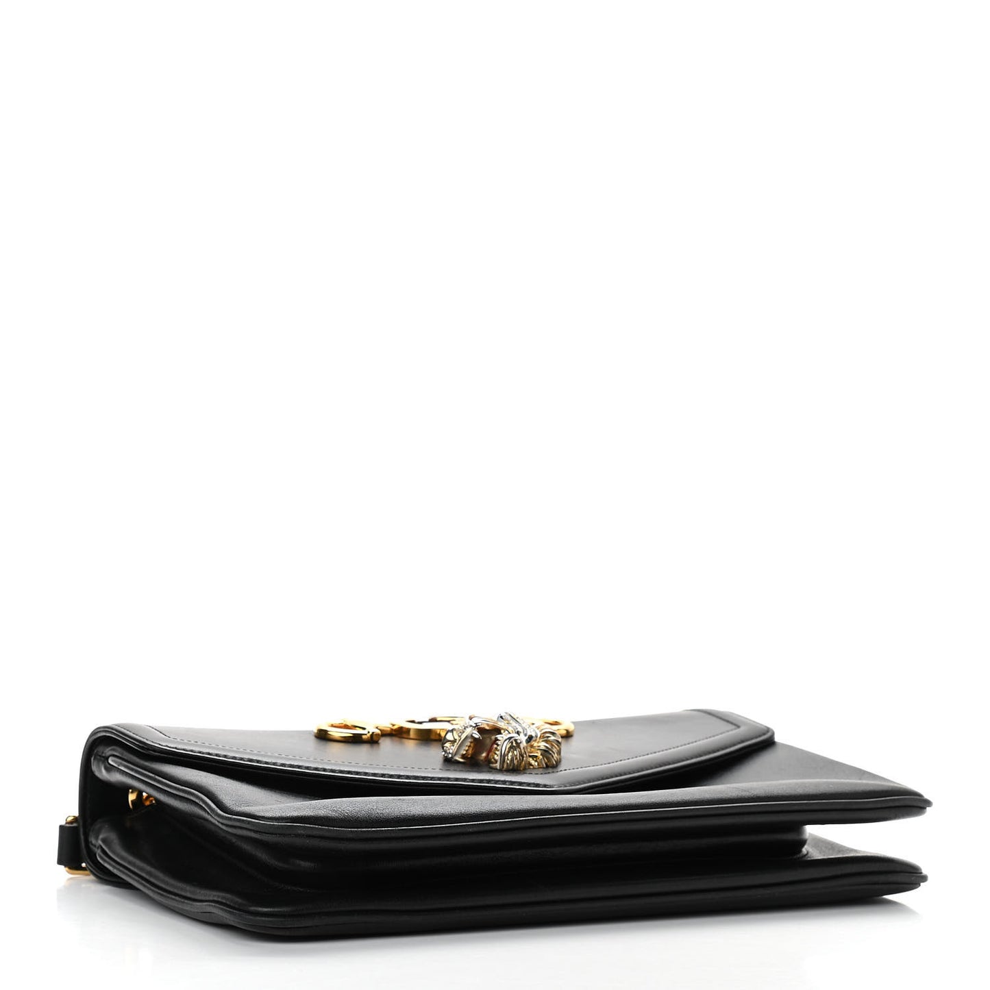 Vitello Palmellato Lux Crystal Medium Rajah Shoulder Bag Black